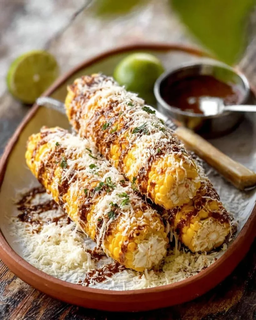 Delicious Grilled Mexican Corn served with Chipotle Adobo Sauce