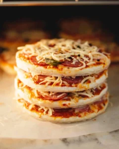 Delicious homemade frozen pizzas ready to bake and enjoy.
