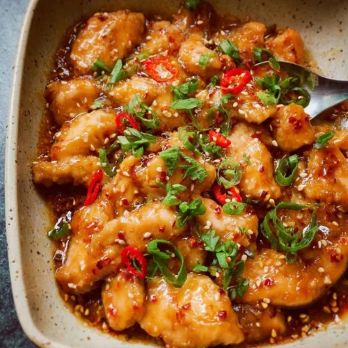 Honey Sweet Chili Chicken with Sriracha and Rice Vinegar