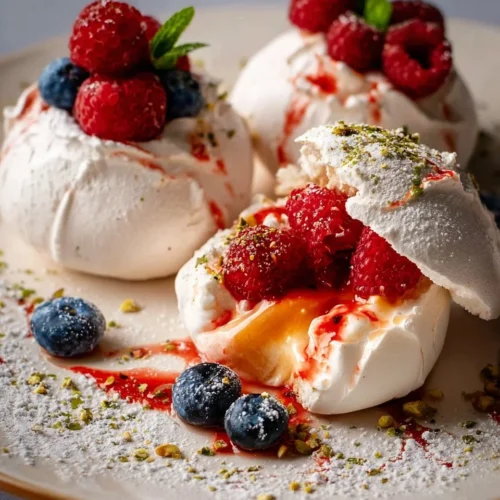Lemon Curd Pavlova Bombs with Raspberries 2 Lemon Curd Pavlova Bombs with Raspberries