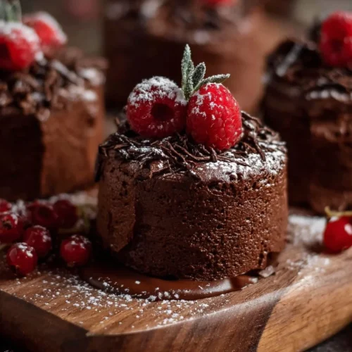 Mini Chocolate Buttercream Cakes with Raspberries 2 Mini Chocolate Buttercream Cakes with Raspberries