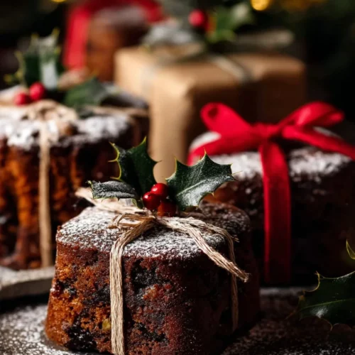 Mini Christmas Fruit Cakes with Soft Icing 2 Mini Christmas Fruit Cakes with Fondant