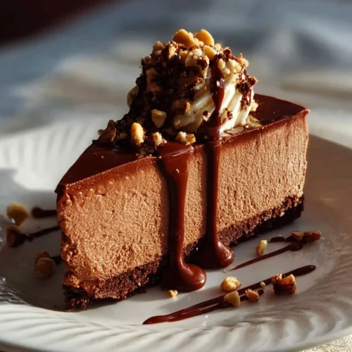 No Bake Chocolate Hazelnut Cheesecake with Cookie Crust