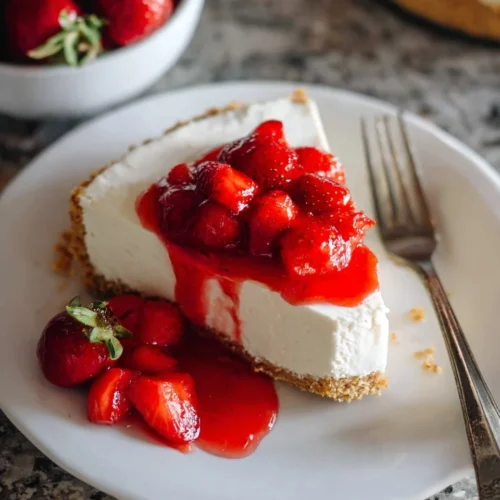 No Bake Graham Cracker Cheesecake with Strawberry Sauce 2 No Bake Graham Cracker Cheesecake with Strawberry Sauce