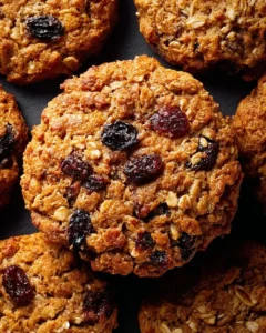 Soft and chewy oatmeal raisin cookies on a plate