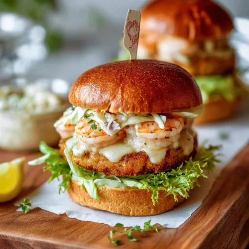 Panko Shrimp Burgers with Garlic Dressing 2 Panko Shrimp Burgers with Garlic Dressing