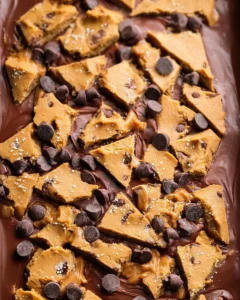 Peanut Butter Chocolate Chip Cookie Bark dessert on a plate