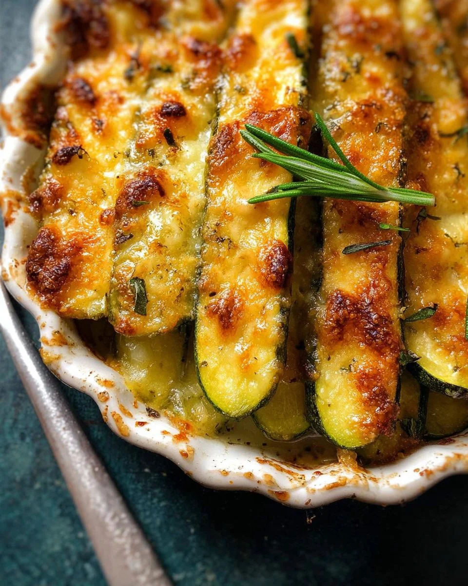 Quick and easy baked zucchini dish topped with herbs and spices