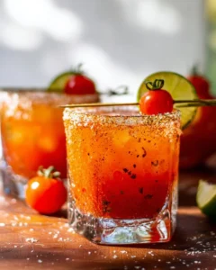 Delicious Roasted Tomato Margaritas served in a glass with fresh ingredients