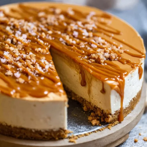 Salted Caramel No Bake Cheesecake with Toffee Bits 2 Salted Caramel No Bake Cheesecake with Toffee Bits