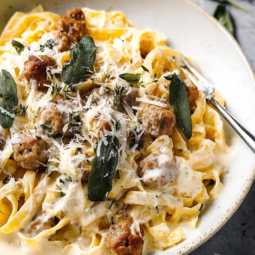 Sausage Alfredo Pasta with Fried Sage 2 Sausage Alfredo Pasta with Fried Sage