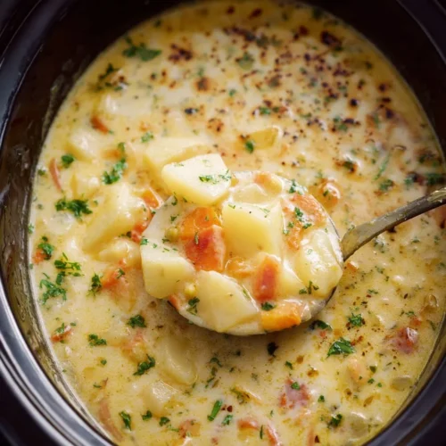 Slow Cooker Chunky Potato Soup with Carrots and Cheddar