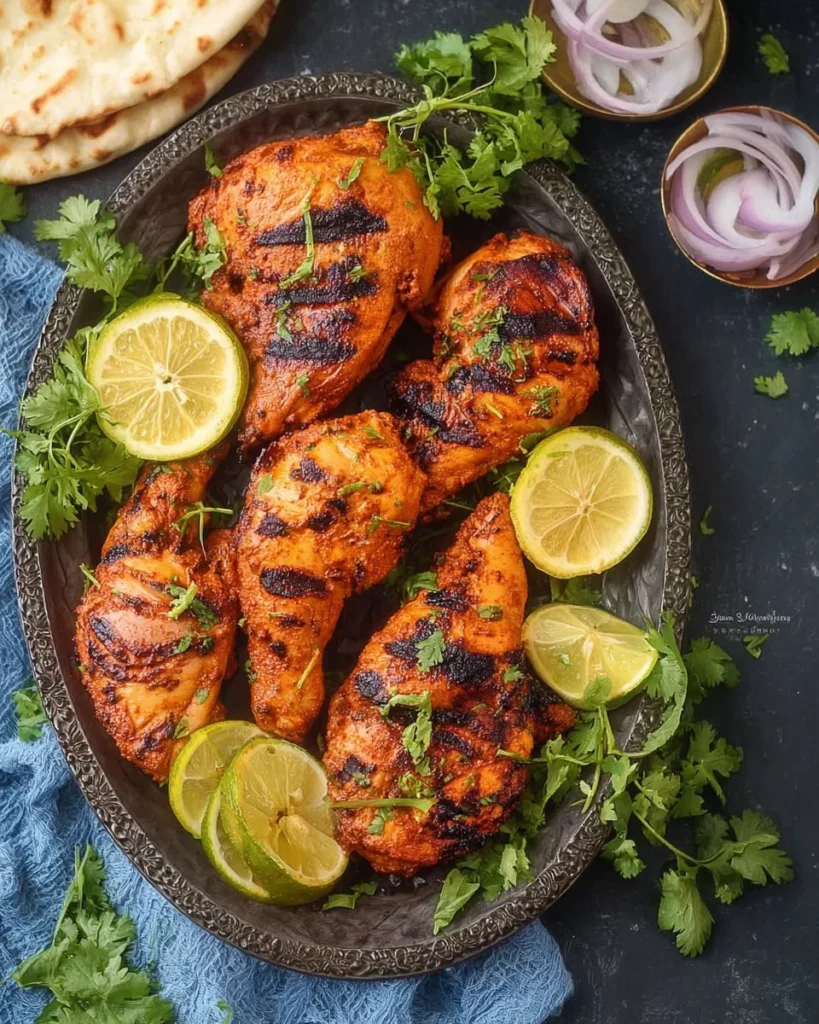 Smoked Skillet Tandoori Chicken prepared and served in a skillet.