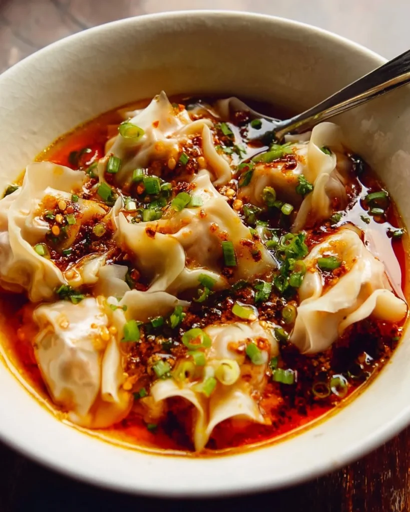 Delicious spicy wontons served at Din Tai Fung