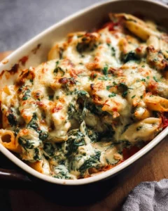 Spinach and Ricotta Pasta Bake with Mozzarella