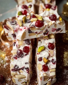 Delicious White Christmas Rocky Road dessert with marshmallows and nuts