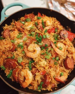 Delicious bowl of authentic jambalaya with spices and meats