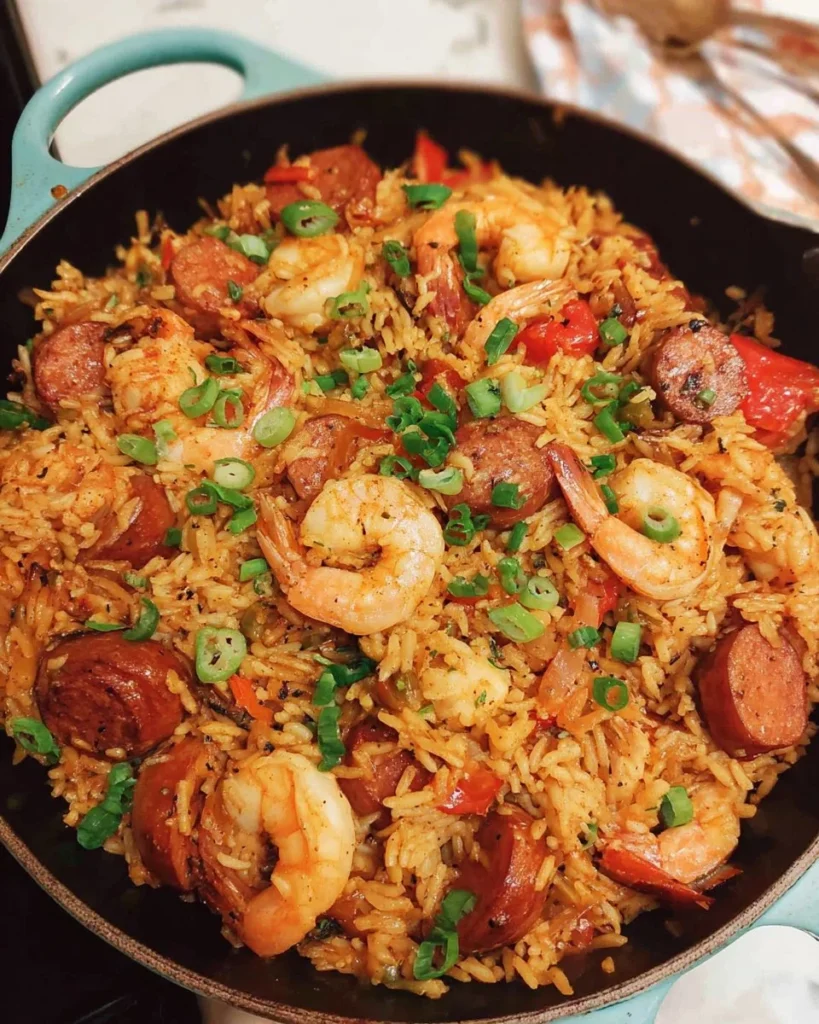 Delicious bowl of authentic jambalaya with spices and meats