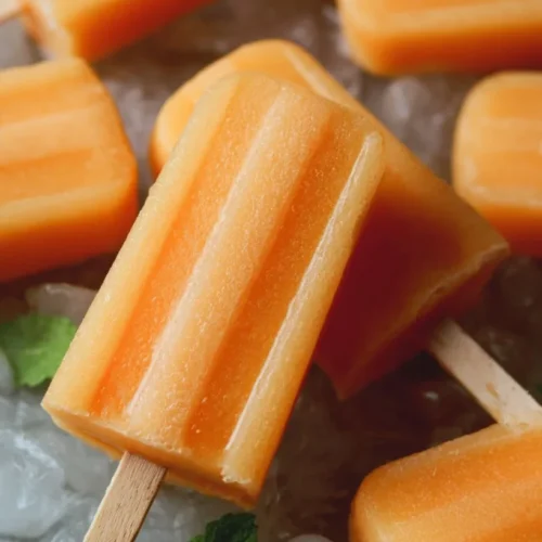 Cantaloupe Popsicles 2 Cantaloupe Popsicles