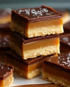 Decadent homemade Caramel Slice with chocolate topping and caramel layer