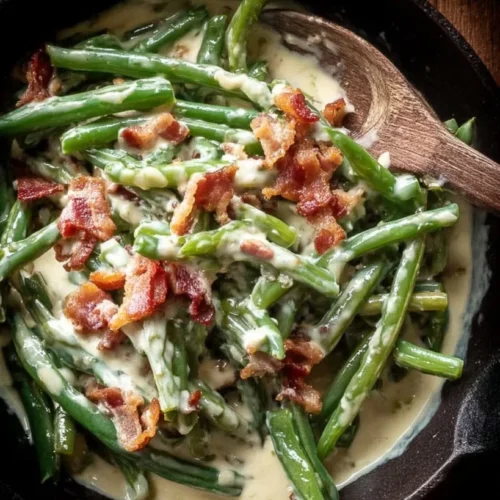 Creamy Parmesan Green Beans with Bacon 2 Creamy Parmesan Green Beans with Bacon