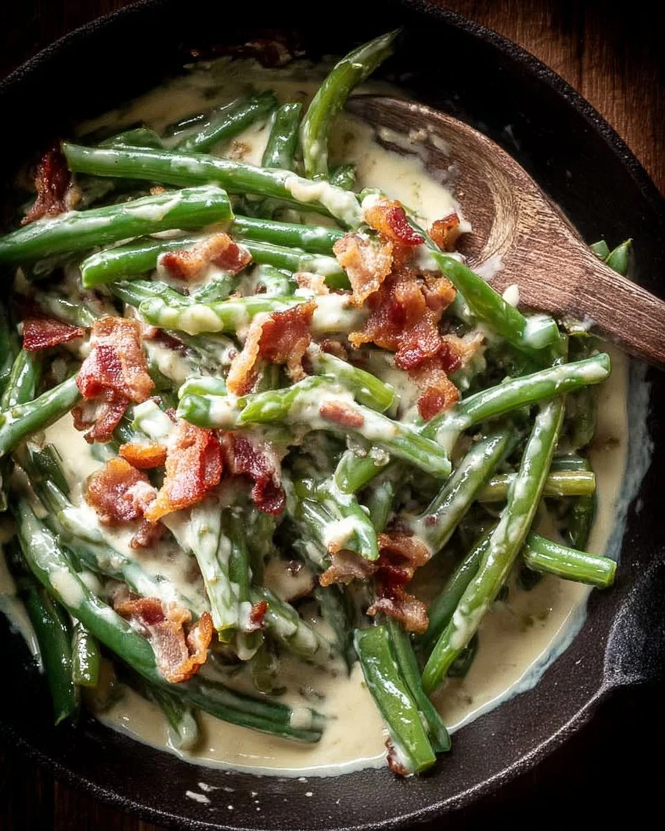 Creamy Parmesan Green Beans with Bacon 1 Creamy Parmesan Green Beans with Bacon