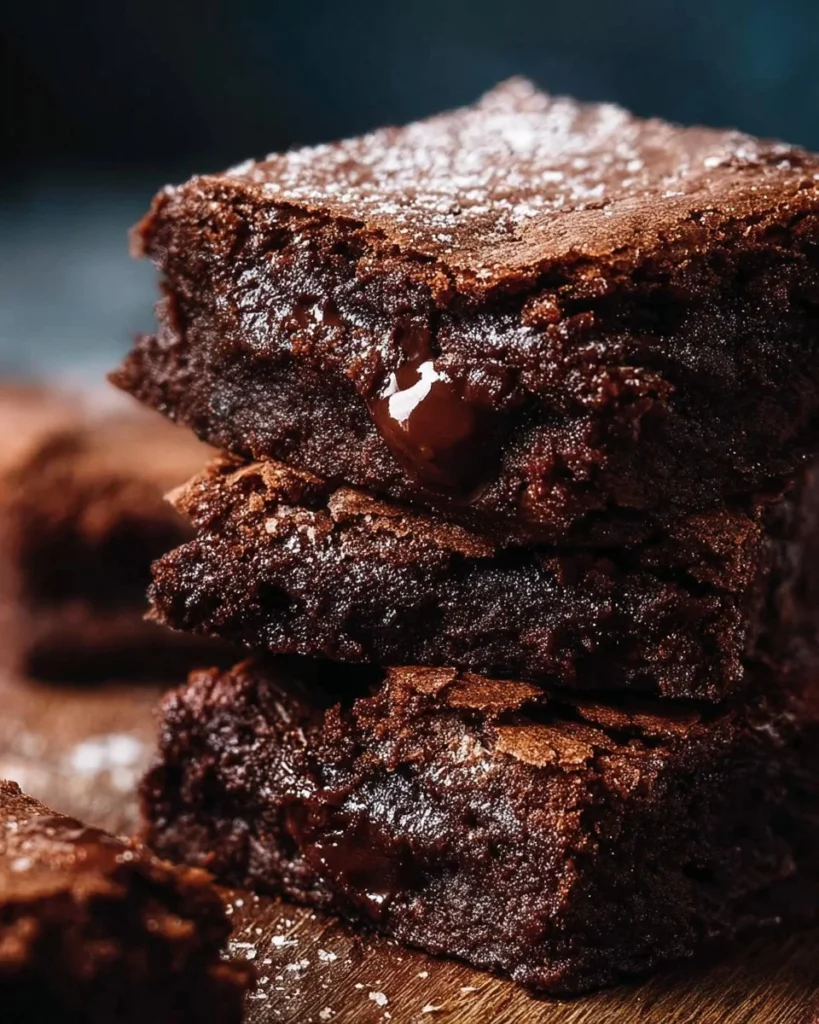Batch of easy chocolate brownies topped with chocolate drizzle