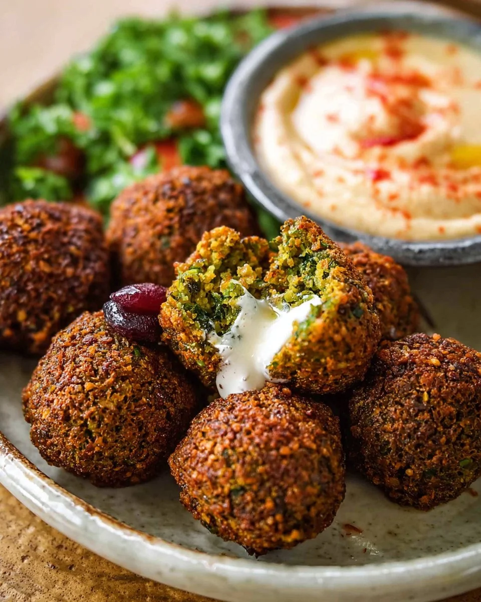 Homemade falafel served with fresh vegetables and sauce