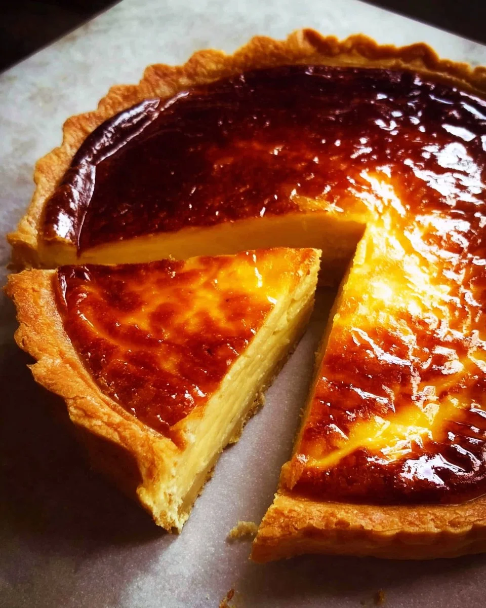 Delicious Flan Pâtissier - French custard tart served for dessert