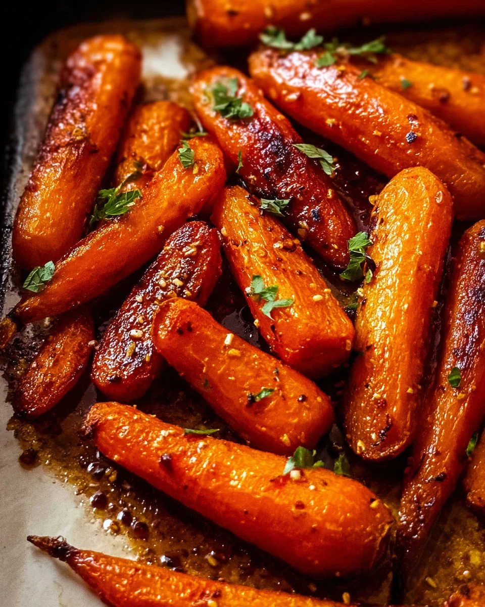 Perfectly roasted carrots served as a side dish.