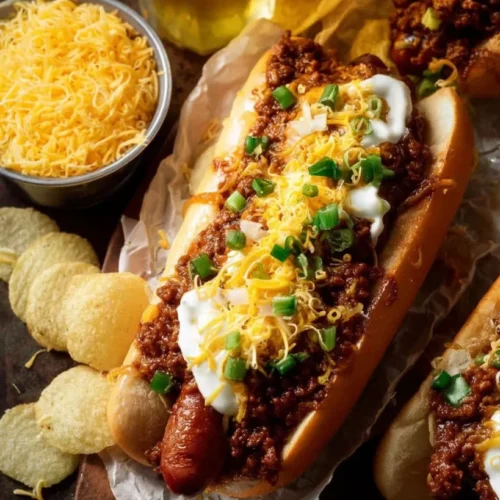 Homemade Chili Dogs with Beef Chili and Cheese 2 Homemade Chili Dogs with Beef Chili and Cheese