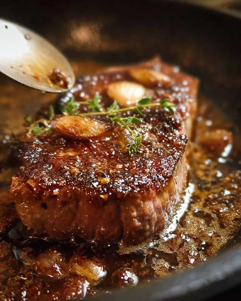 Chef cooking a perfectly seared steak on a grill