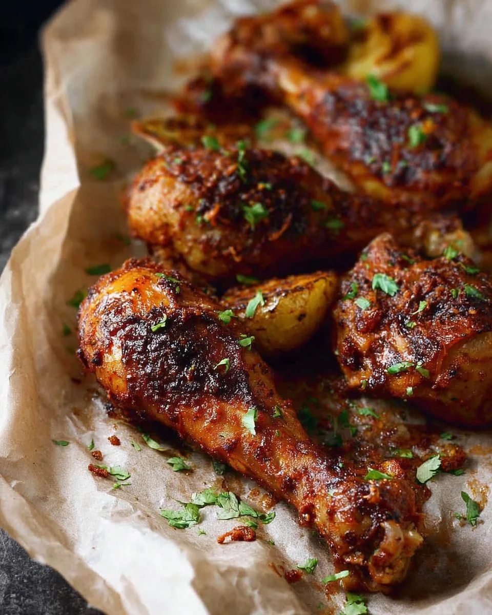 Jamaican Jerk Chicken Drumsticks with spices and herbs