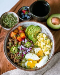 Delicious Loaded Breakfast Bowl filled with fresh ingredients and flavors