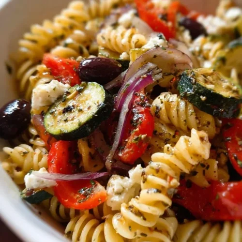 Marinated Vegetable Pasta Salad with Feta 2 Marinated Vegetable Pasta Salad with Feta