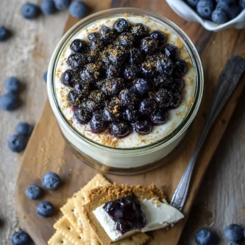 No Bake Vanilla Bean Cheesecake Blueberry Pie