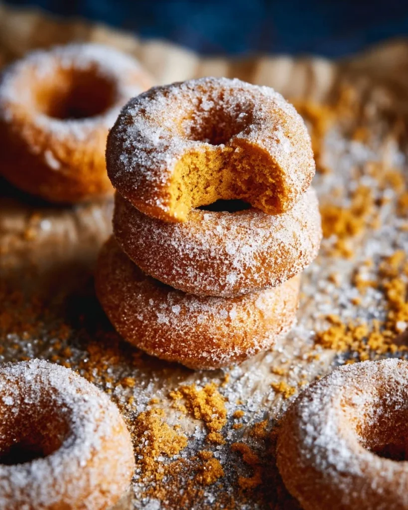 Delicious pumpkin cake donuts with frosting and spices
