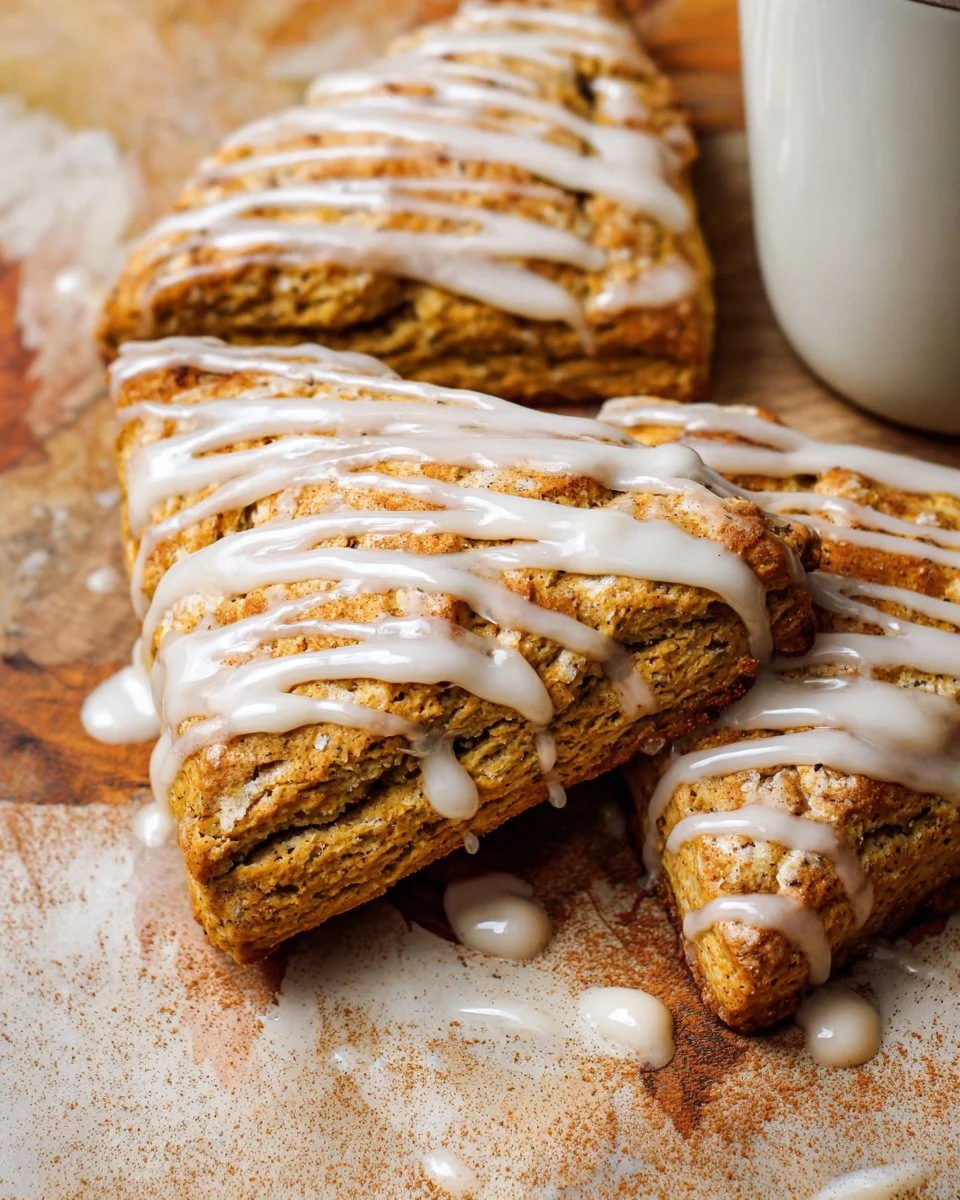 Delicious Pumpkin Spice Latte Scones on a rustic table