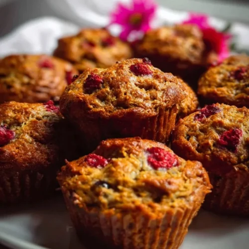 Raspberry Breakfast Muffins with Wheat Germ and Honey