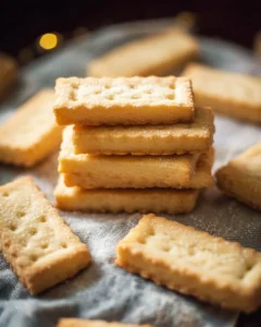 Delicious homemade shortbread cookies on a rustic table