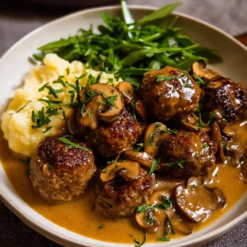 Skillet Salisbury Meatballs with Mushroom Gravy 2 Skillet Salisbury Meatballs with Mushroom Gravy