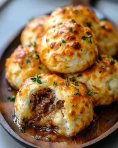 Cheesy Beef Biscuit Bombs served as a delicious appetizer