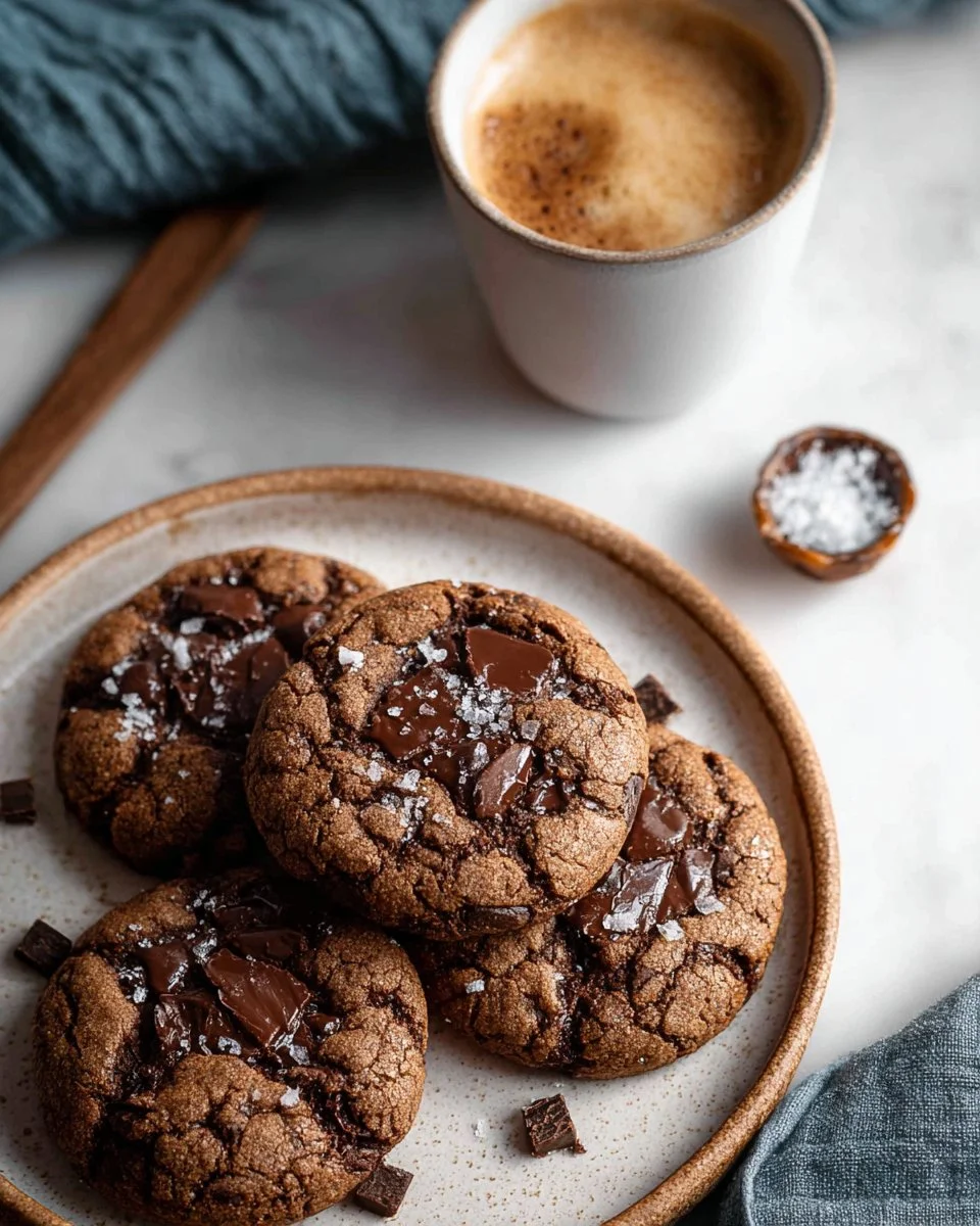 Delicious chewy chocolate espresso cookies on a plate