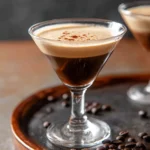 Delicious Chocolate Espresso Martini cocktail with chocolate garnish