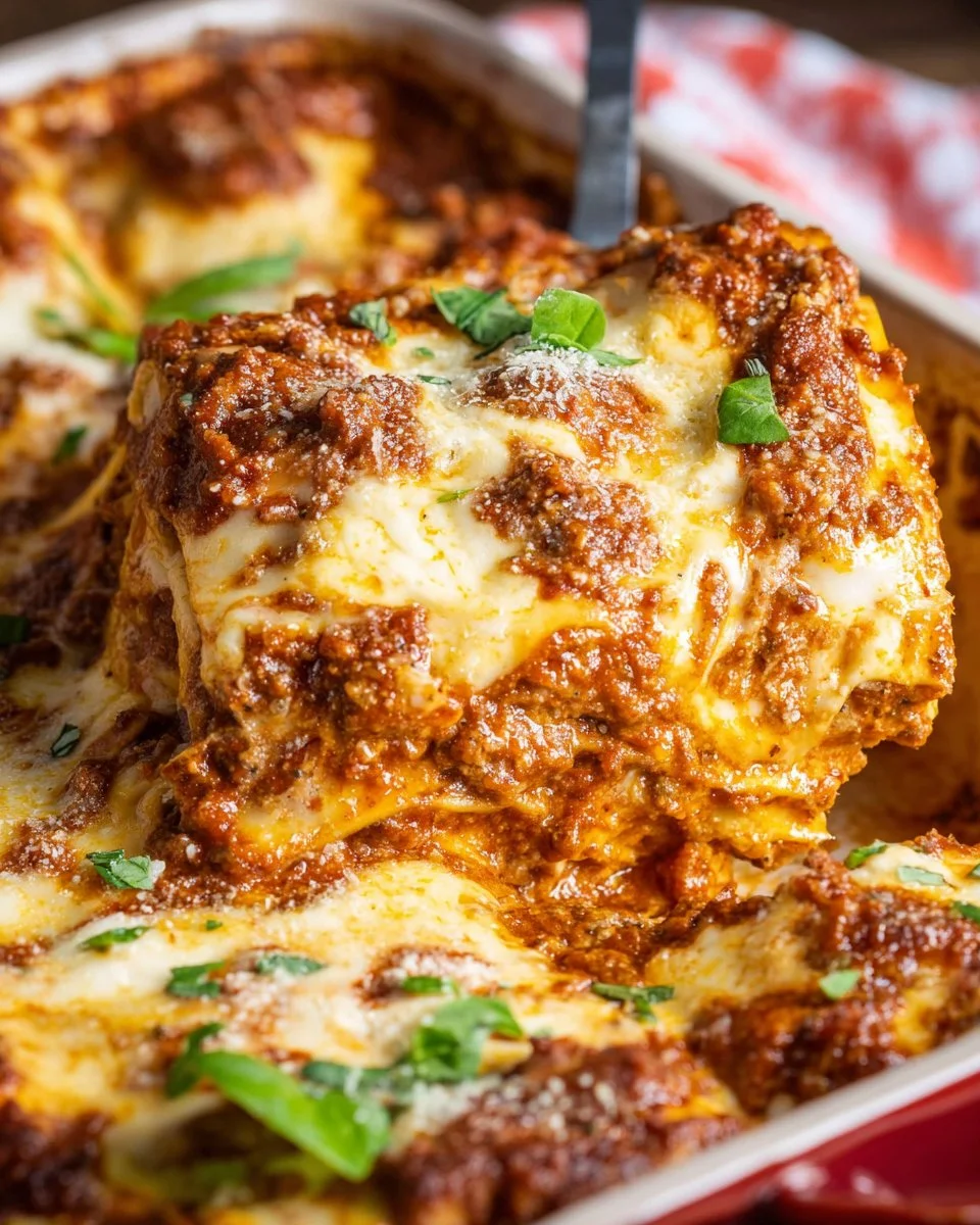 A delicious serving of easy lasagna made with no boil noodles.