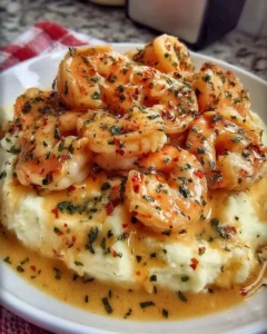 Creamy Garlic Shrimp Over Mashed Potatoes