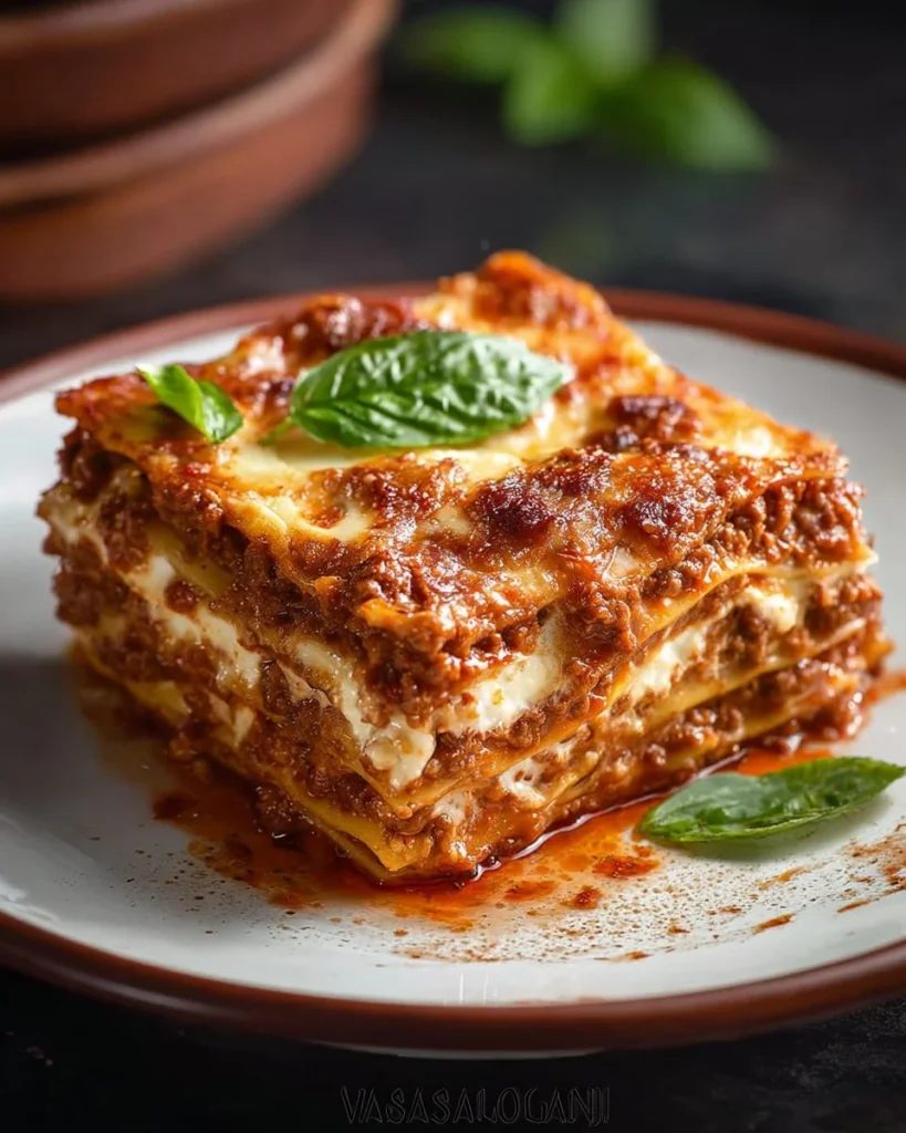 Delicious lasagna recipe featuring creamy ricotta cheese and layers of pasta.