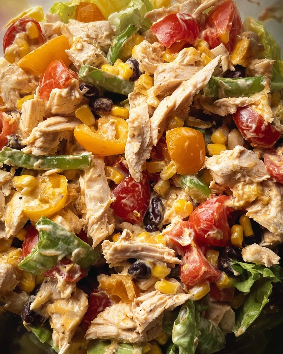 Delicious Southwest Chicken Salad with fresh vegetables and grilled chicken