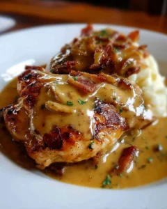Texas Roadhouse Smothered Chicken topped with rich sauces and melted cheese