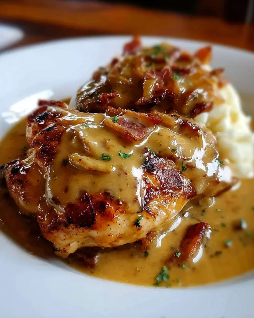 Texas Roadhouse Smothered Chicken topped with rich sauces and melted cheese